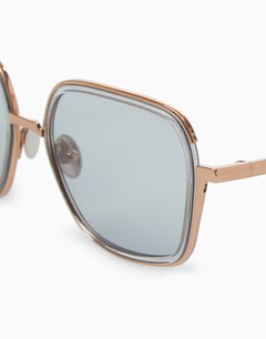 Rose Gold/Clear Rectangular Sunglasses