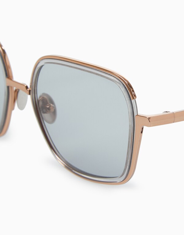 Rose Gold/Clear Rectangular Sunglasses