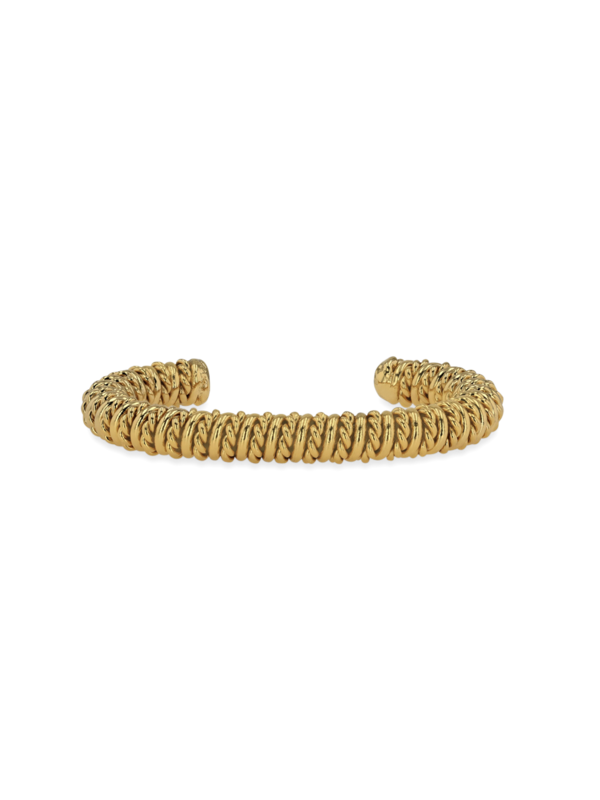 Embellished Gold "Luba" Cuff with Ornate Spring Detailing