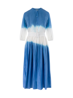 فستان متوسط الطول بأكمام طويلة مصبوغ بطريقة الربط