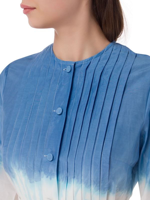 فستان متوسط الطول بأكمام طويلة مصبوغ بطريقة الربط