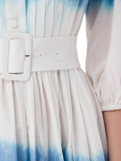 فستان متوسط الطول بأكمام طويلة مصبوغ بطريقة الربط