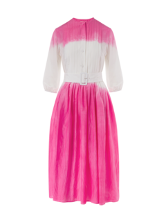 فستان متوسط الطول بأكمام طويلة مصبوغ بطريقة الربط