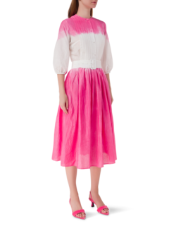 فستان متوسط الطول بأكمام طويلة مصبوغ بطريقة الربط