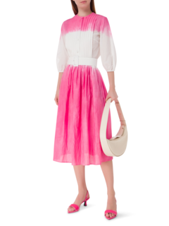 فستان متوسط الطول بأكمام طويلة مصبوغ بطريقة الربط