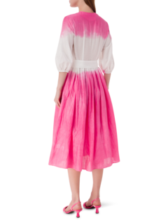 فستان متوسط الطول بأكمام طويلة مصبوغ بطريقة الربط