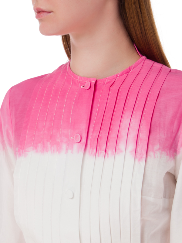 فستان متوسط الطول بأكمام طويلة مصبوغ بطريقة الربط