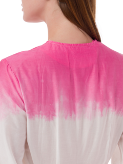 فستان متوسط الطول بأكمام طويلة مصبوغ بطريقة الربط