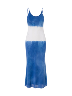 فستان متوسط الطول بدون رباط مصبوغ بطريقة الربط