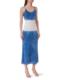 فستان متوسط الطول بدون رباط مصبوغ بطريقة الربط