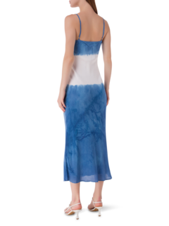 فستان متوسط الطول بدون رباط مصبوغ بطريقة الربط