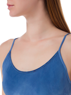 فستان متوسط الطول بدون رباط مصبوغ بطريقة الربط