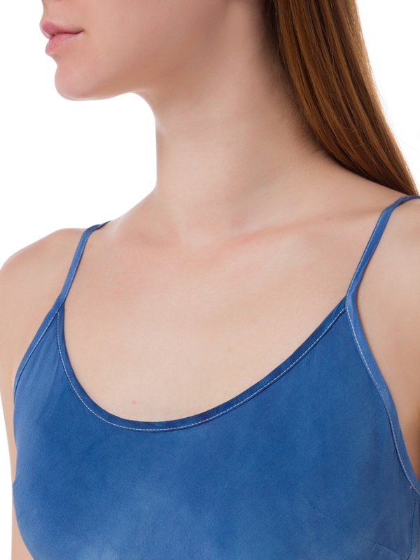 فستان متوسط الطول بدون رباط مصبوغ بطريقة الربط