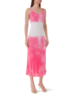 فستان متوسط الطول بدون رباط مصبوغ بطريقة الربط