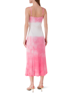 فستان متوسط الطول بدون رباط مصبوغ بطريقة الربط