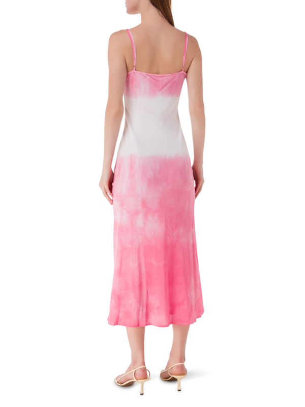 فستان متوسط الطول بدون رباط مصبوغ بطريقة الربط