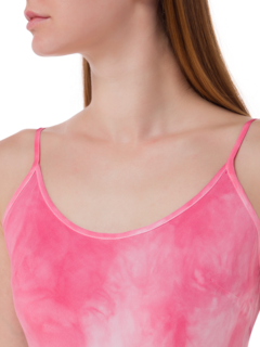 فستان متوسط الطول بدون رباط مصبوغ بطريقة الربط