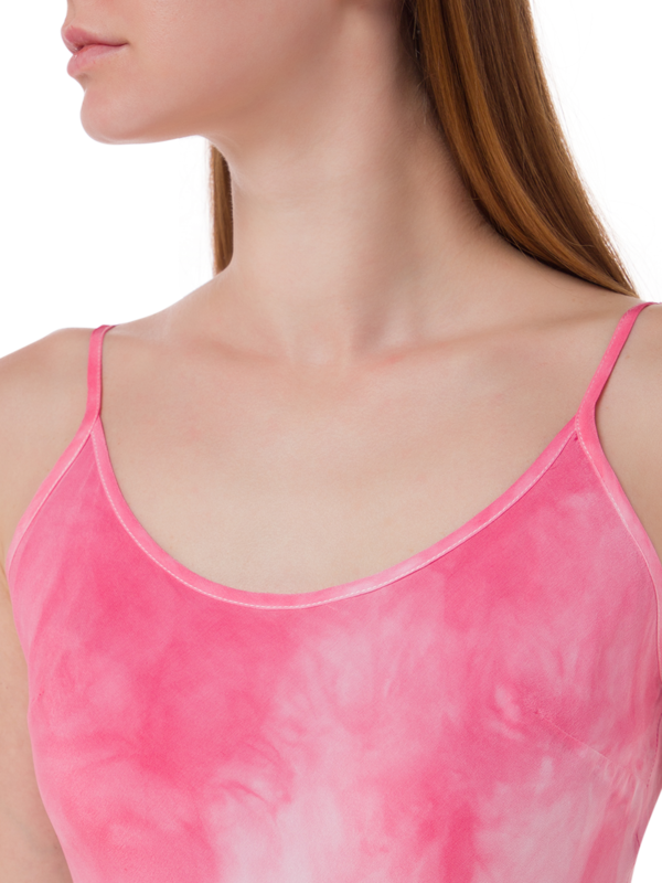 فستان متوسط الطول بدون رباط مصبوغ بطريقة الربط