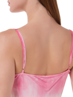 فستان متوسط الطول بدون رباط مصبوغ بطريقة الربط