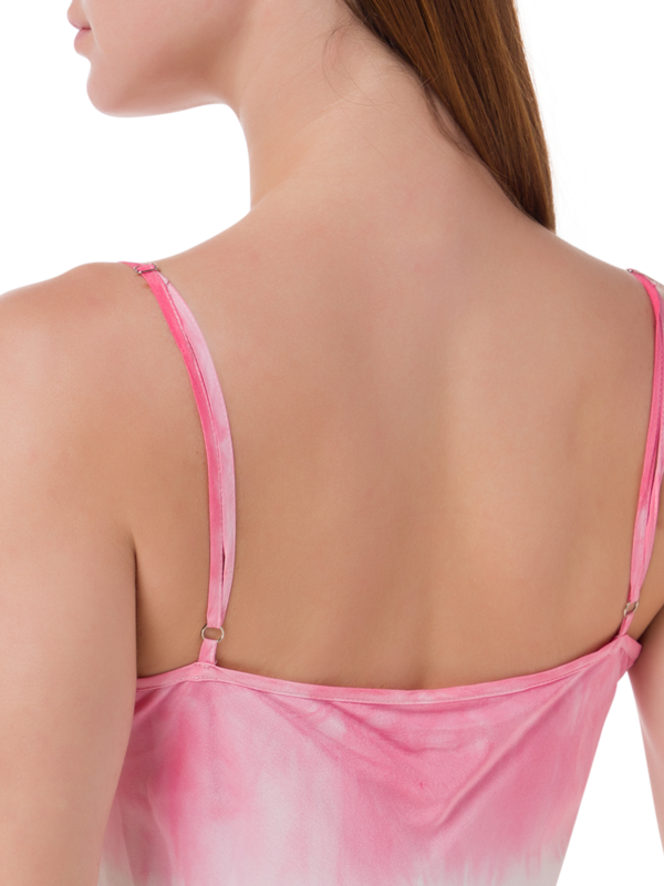 فستان متوسط الطول بدون رباط مصبوغ بطريقة الربط