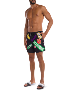 Traveler Patch' Swim Trunks in Black