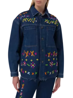 جاكيت جينز مطرز بنمط فير آيل