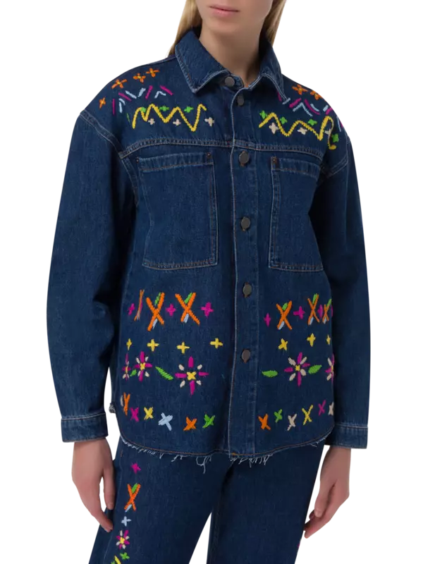 جاكيت جينز مطرز بنمط فير آيل
