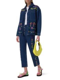 جاكيت جينز مطرز بنمط فير آيل