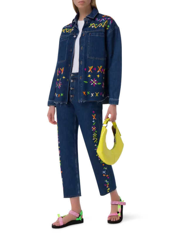 جاكيت جينز مطرز بنمط فير آيل