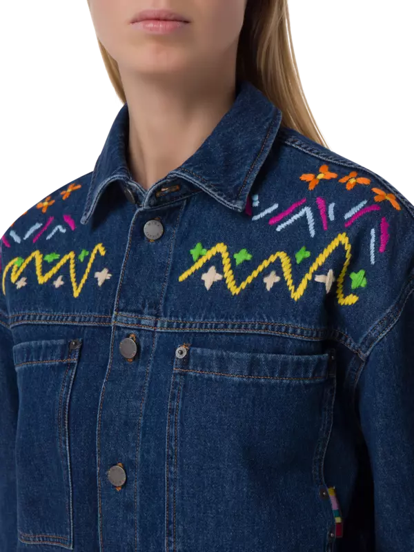 جاكيت جينز مطرز بنمط فير آيل