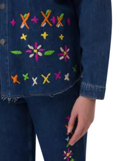 جاكيت جينز مطرز بنمط فير آيل