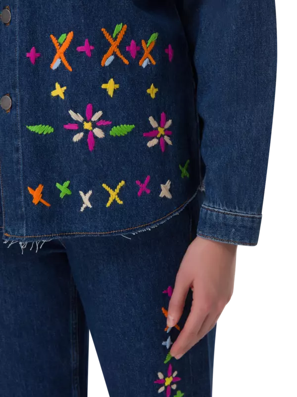 جاكيت جينز مطرز بنمط فير آيل