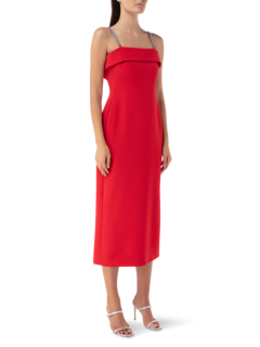 Flame Crystal Chain Strap Midi Dress