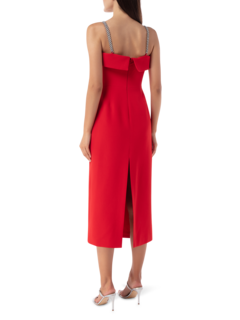 Flame Crystal Chain Strap Midi Dress