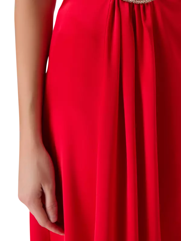 فستان فليم متوسط الطول مزين بالكرستال