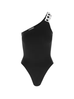 بودي سوت بكتف واحد مطرز بسلسلة من الكريستال