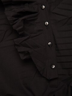 Long 3D Leaf-effect Pleated Cot Dress w Det Ruf