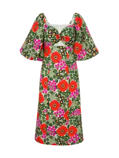 فستان نوا متوسط الطول بطبعة أورا بلوسوم