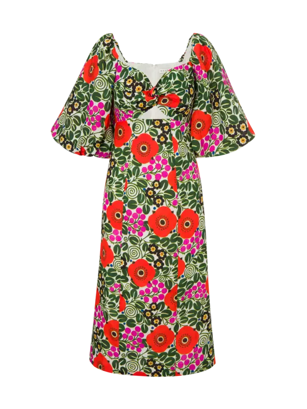 فستان نوا متوسط الطول بطبعة أورا بلوسوم