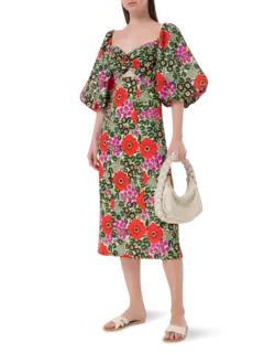 فستان نوا متوسط الطول بطبعة أورا بلوسوم