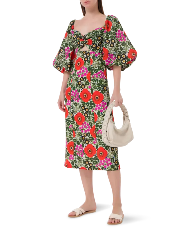 فستان نوا متوسط الطول بطبعة أورا بلوسوم