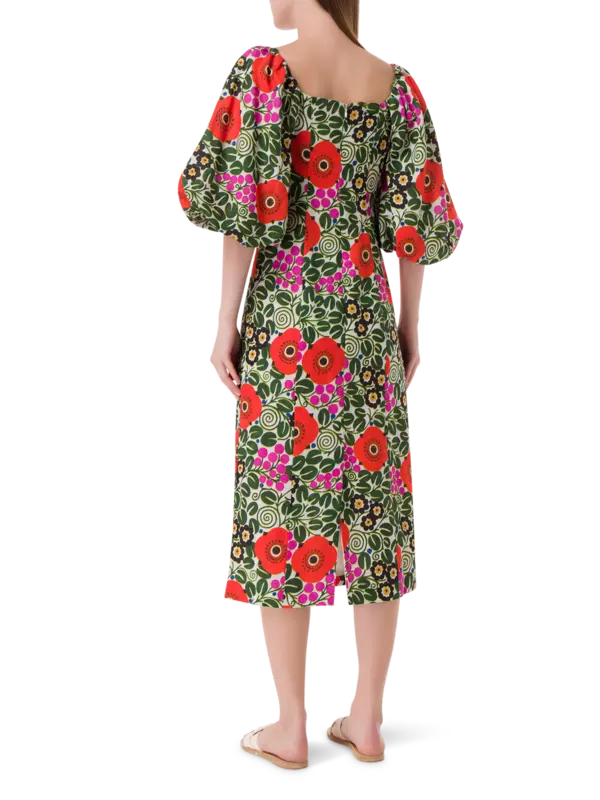 فستان نوا متوسط الطول بطبعة أورا بلوسوم