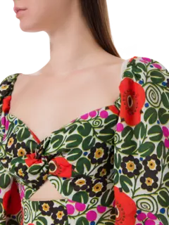 فستان نوا متوسط الطول بطبعة أورا بلوسوم