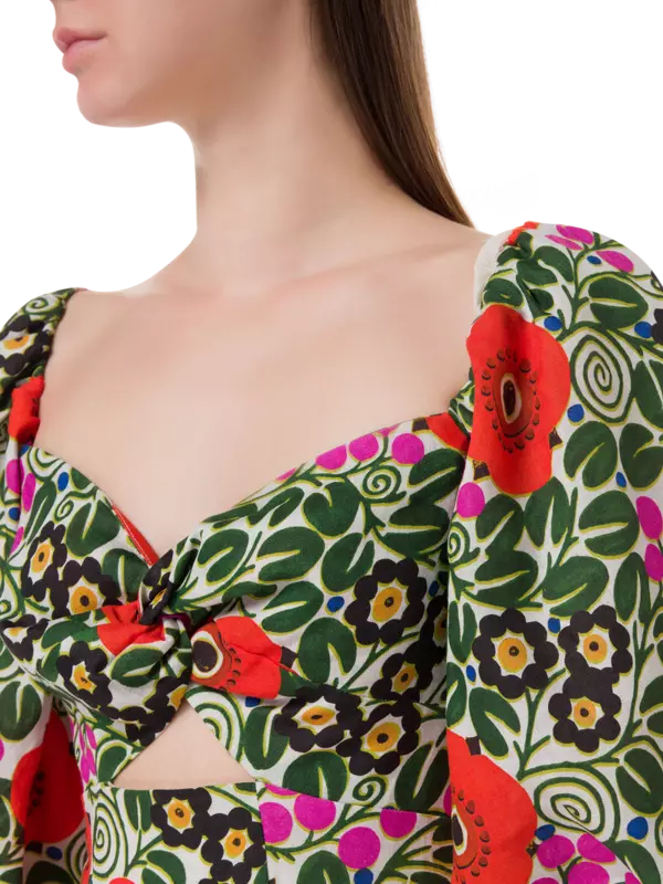 فستان نوا متوسط الطول بطبعة أورا بلوسوم