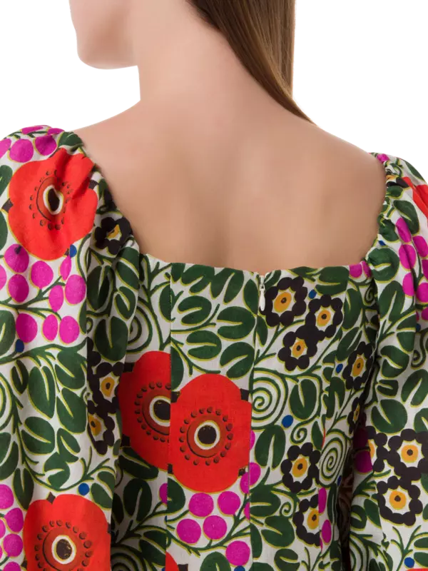 فستان نوا متوسط الطول بطبعة أورا بلوسوم