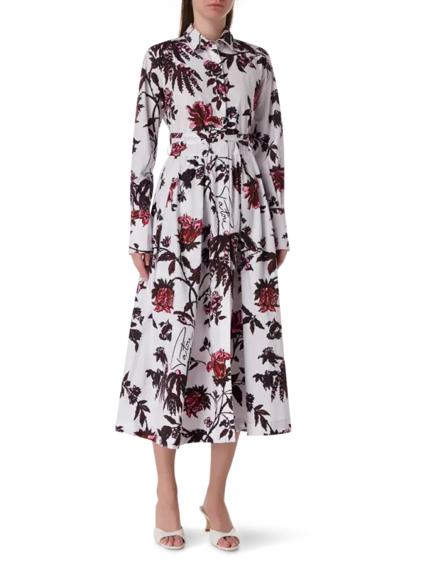 فستان طويل بتصميم قميص بكسرات