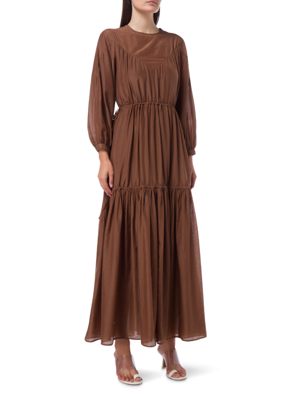 Rumi Silk Cotton Long Sleeve Maxi Dress
