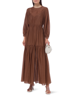 Rumi Silk Cotton Long Sleeve Maxi Dress