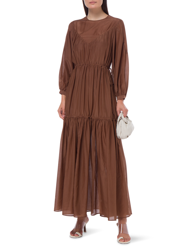 Rumi Silk Cotton Long Sleeve Maxi Dress