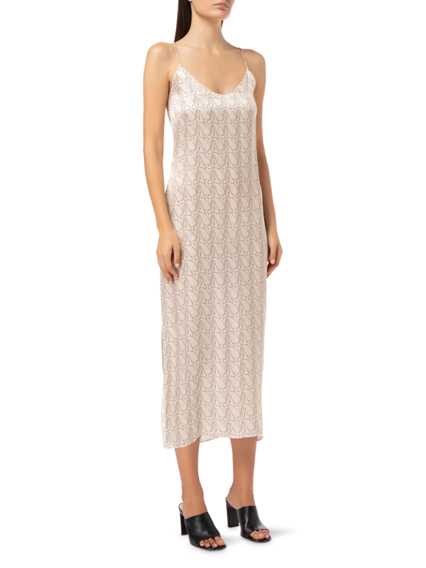 SCRIPT MONOGRAM SILK MAXI DRESS